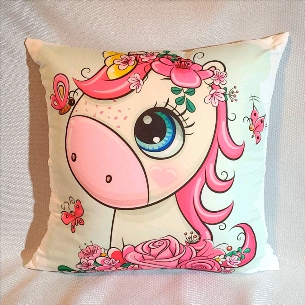 Pillow: Kawaii Unicorn & Butterflies